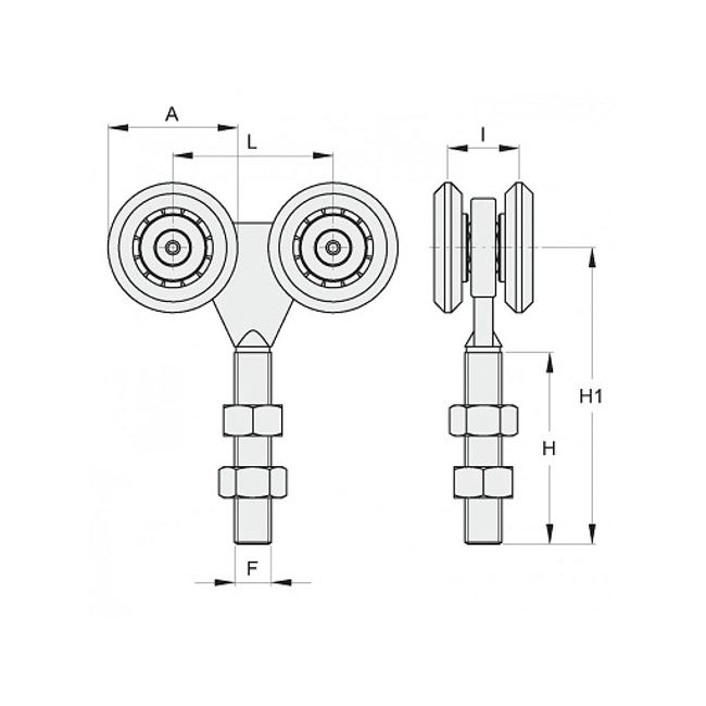 Vendita online Carrello scorrevole 4 ruote Ø 45 mm. art.4RF/45